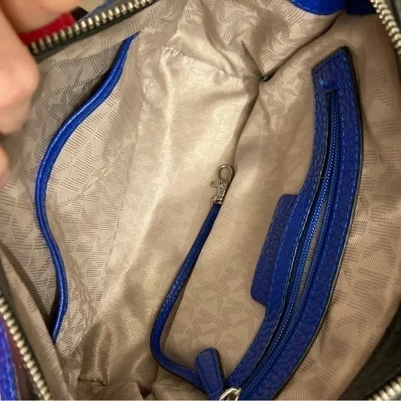 Michael kors blue and black leather Ingrid two way bag rare